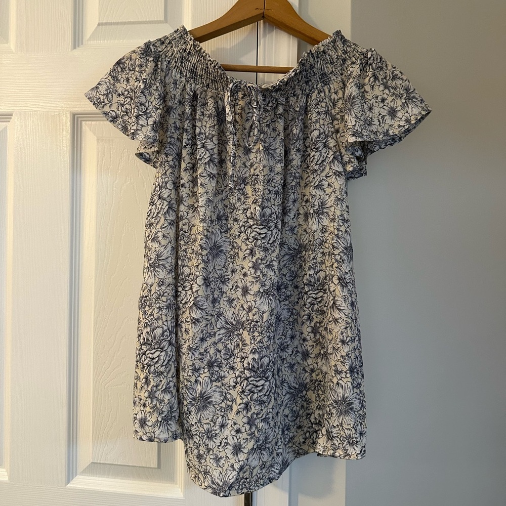Blue floral blouse